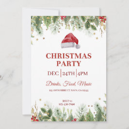 Weißfarbenes Blumenwein Weihnachtsfest Party Einla Einladung