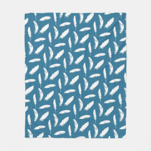 Weißfederdruck auf Denim Blue Fleece Blanket