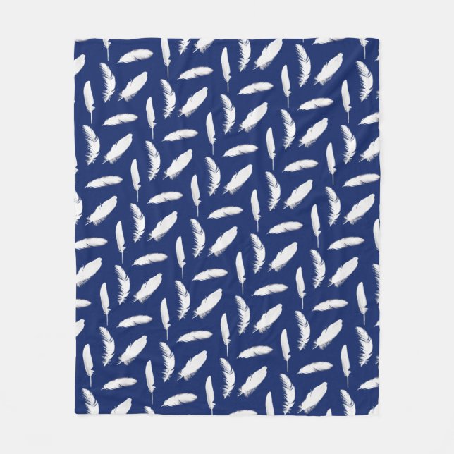 Weißfederdruck auf dunklem Navy Blue Fleecedecke (Vorderseite)