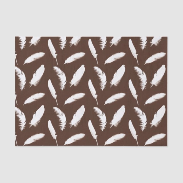 Weißfederdruck auf Schokoladenbraun Seidenpapier (Vorderseite)