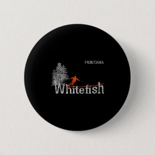 Weißfisch Montana im Stil der 1980er Jahre, altes Button