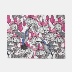 Weißfuchsien und Kolibris Fußmatte