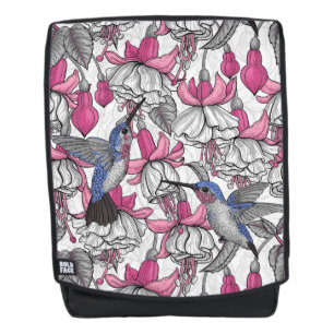 Weißfuchsien und Kolibris Rucksack