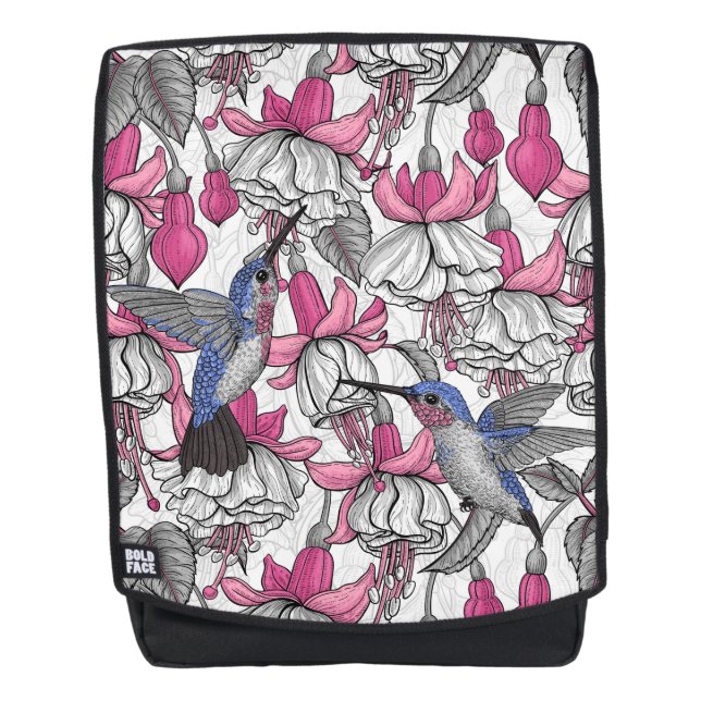 Weißfuchsien und Kolibris Rucksack (Vorderseite)