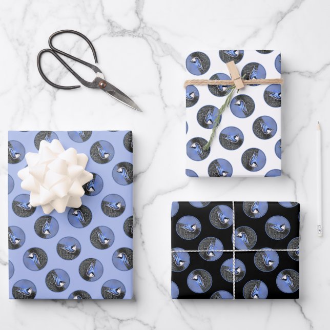 Weißgeröstete Nuthatch-Malerei Original Bird Ar Geschenkpapier Set (Vorderseite)