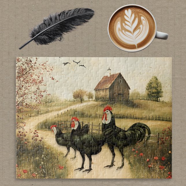 Weißgesichtige schwarze spanische Bantam-Hähne Hüh Puzzle (Von Creator hochgeladen)