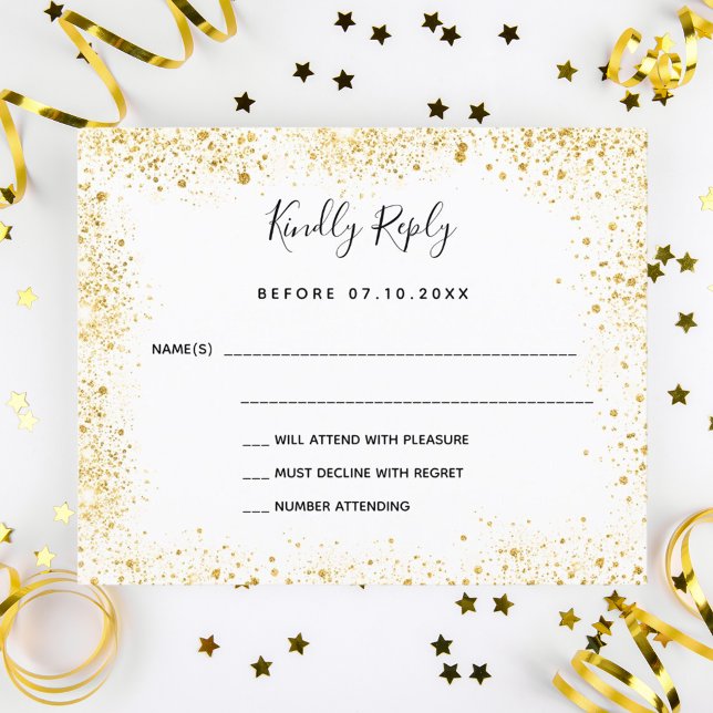 Weißgold Glitzern Hochzeit RSVP Flyer (Von Creator hochgeladen)
