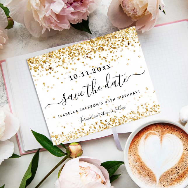 Weißgold Save the Date zum Geburtstag (Von Creator hochgeladen)