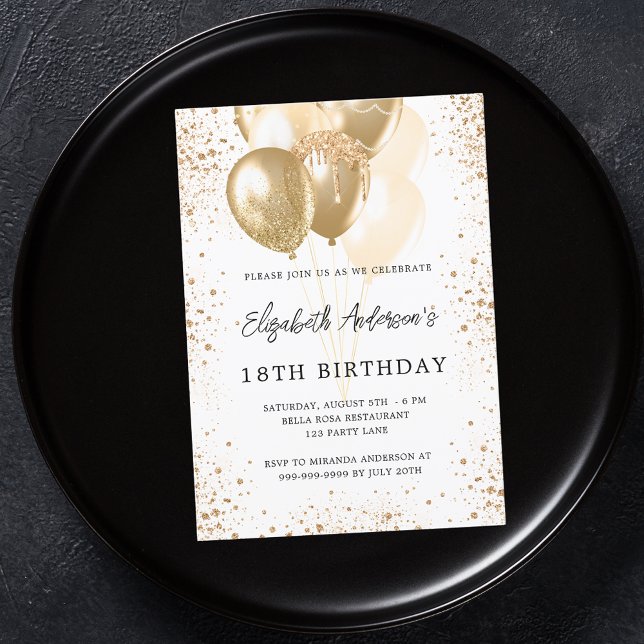 Weißgoldballons für die Geburtstagsparty Einladung (Von Creator hochgeladen)