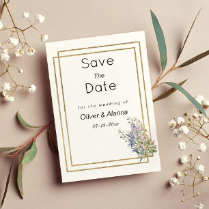 Weißgoldpink-Blütenbraun Save the Date Einladung