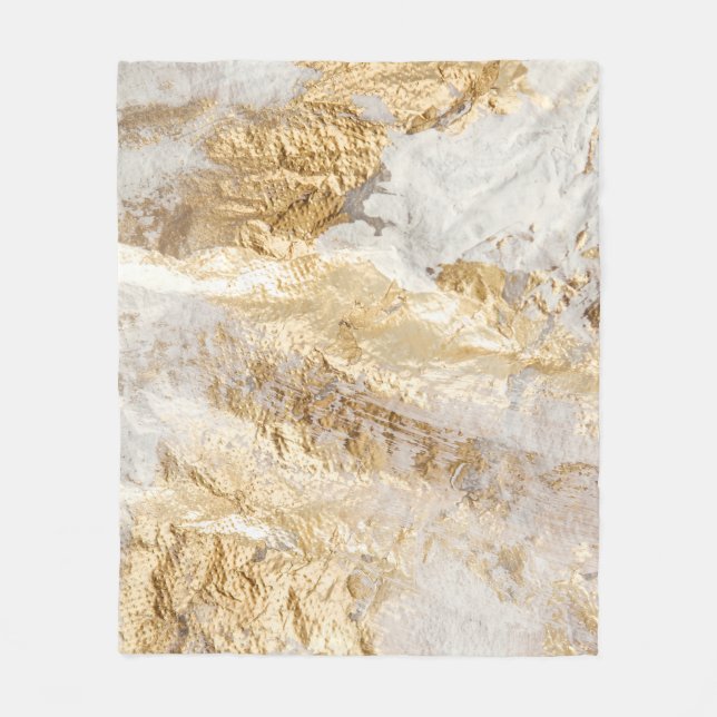 Weißgoldpinsel malte Textur. Fleecedecke (Vorderseite)