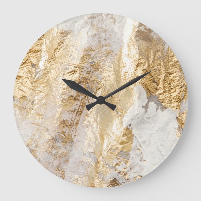 Weißgoldpinsel malte Textur. Große Wanduhr (Vorderseite)