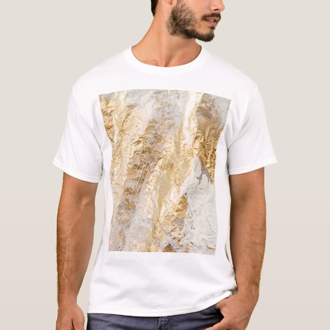Weißgoldpinsel malte Textur. T-Shirt (Vorderseite)