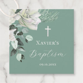 Weißgrüner Bouquet Taufe Geschenkanhänger