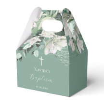 Weißgrüner Bouquet Taufen Box