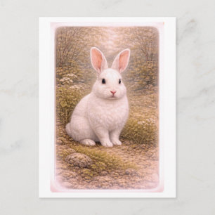 Weißhasen-Illustration im Vintage-Stil Postkarte
