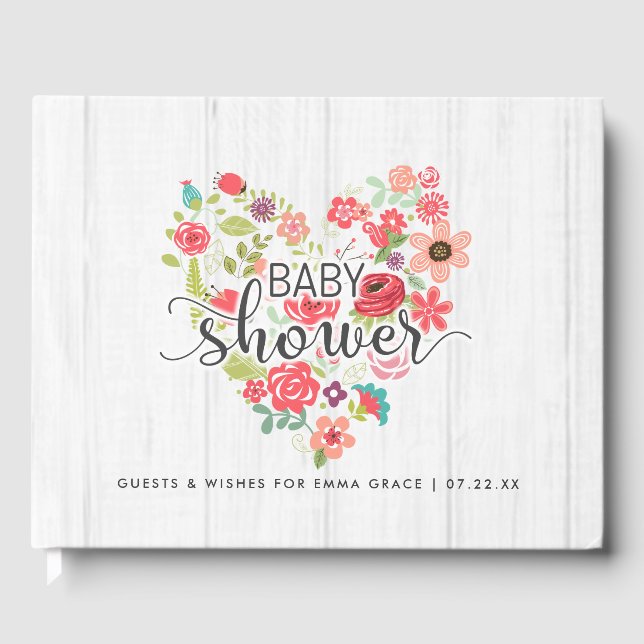 Weißholz Blumenkohl-Wünsche für Babydusche Gästebuch (Vorderseite)