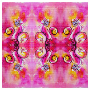 WEISSISCHE BLUME rosa Fuchsiengelb Stoff