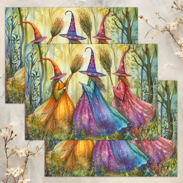 WEISSISCHE HALLOWEEN WITCHES DECOUPAY SEIDENPAPIER (WHIMSICAL HALLOWEEN WITCHES DECOUPAGE TISSUE PAPER)