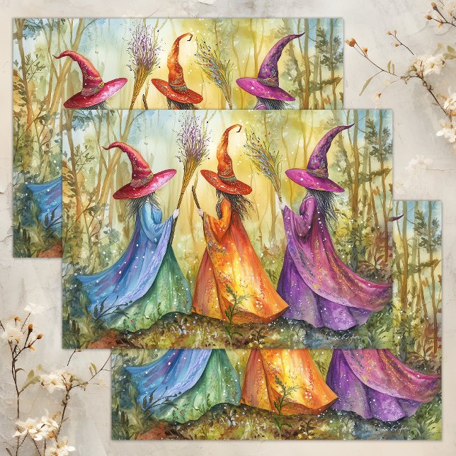 WEISSISCHE HALLOWEEN WITCHES DECOUPAY SEIDENPAPIER (WHIMSICAL HALLOWEEN WITCHES DECOUPAGE TISSUE PAPER)