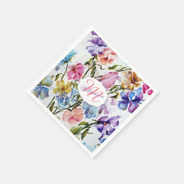 WEISSISCHE SCHALTFLÄCHEN UND BLUME SERVIETTE (Ecke)