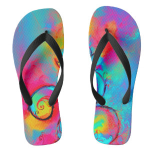 WEISSKALISCHE BLUME aquamarin-blau-rosa-gelb Flip Flops