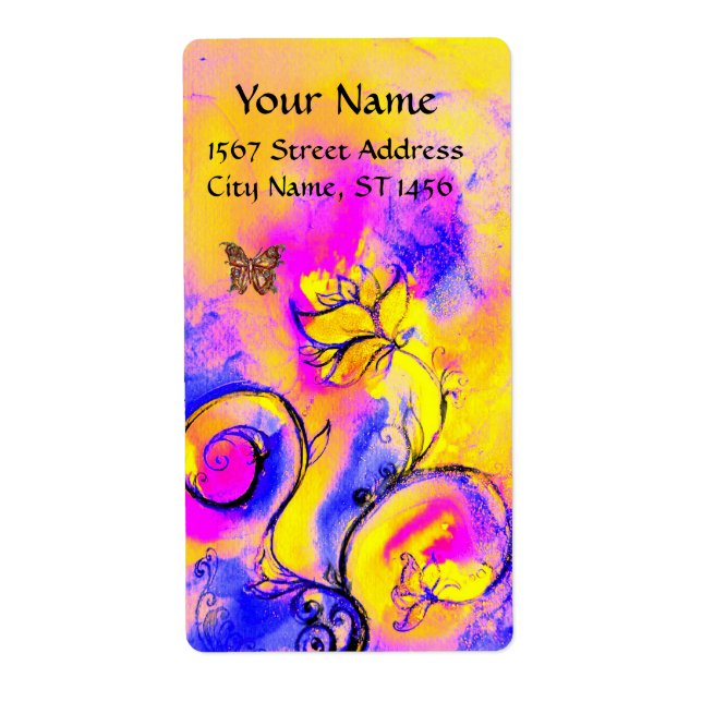 WEISSKALISCHE BLUME & BUTTERFLY-Blau-Rosa (Vorne)