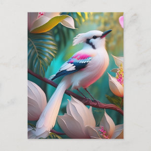 Weißkamm-Rosa-Brust-Fantasievogel Postkarte