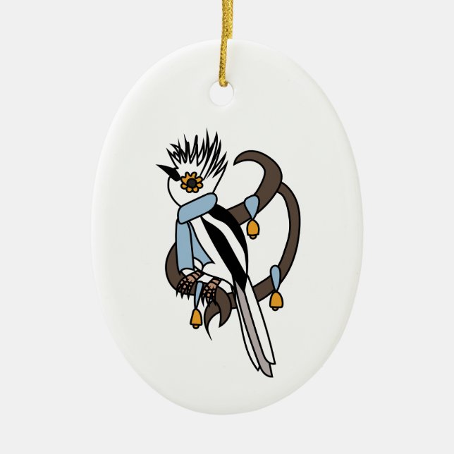 Weißkammhelmetschrecke Keramik Ornament (Vorne)