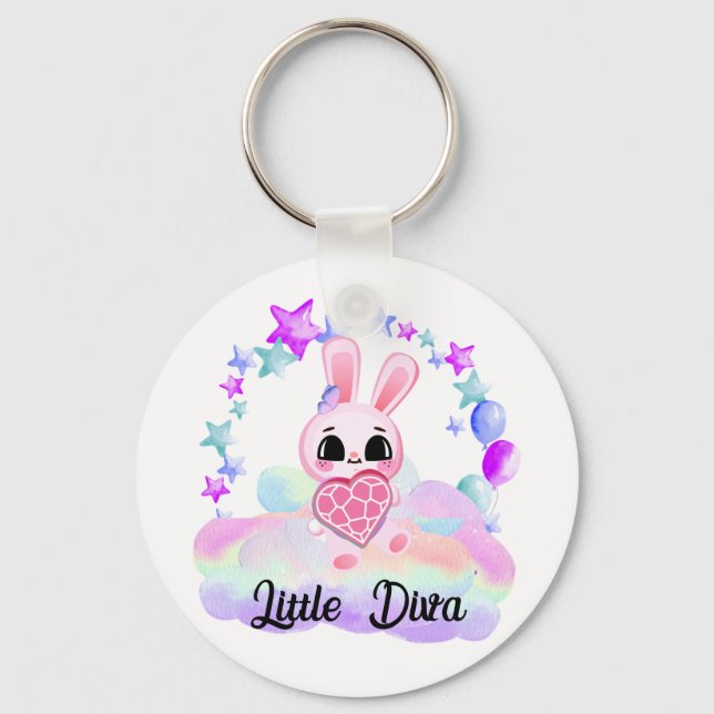 Weißkaninchen Schlüsselanhänger (Vorderseite)