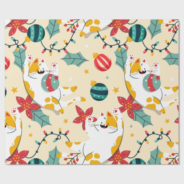 Weißkatzen-Geschenkpapier Geschenkpapier (Flach)