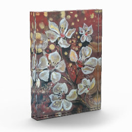 Weißkirsche blüht im Hintergrund Fotoblock