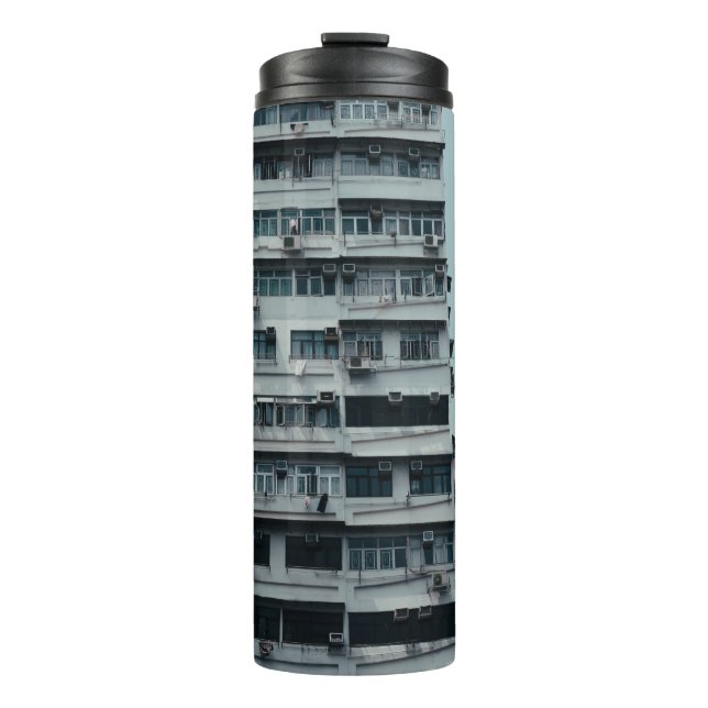 WEISSKONKRETES GEBÄUDE THERMOSBECHER (Vorderseite)