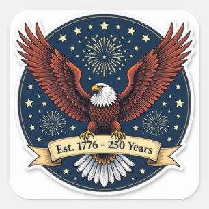 Weißkopfseeadler America 250th Kunstwerk Quadratischer Aufkleber