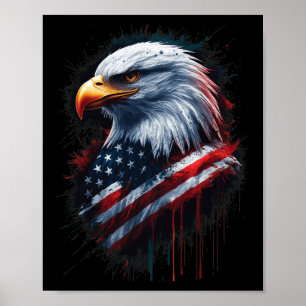 Weißkopfseeadler Amerikanische Flagge 4. Juli Patr Poster