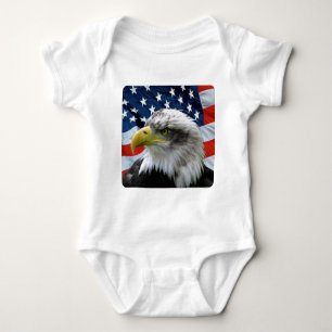 Weißkopfseeadler-amerikanische Flagge Baby Strampler