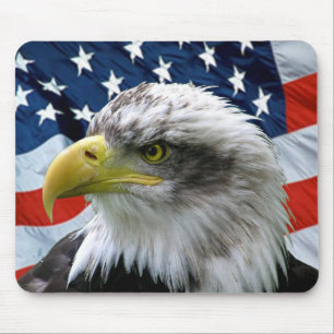 Weißkopfseeadler-amerikanische Flagge Mousepad