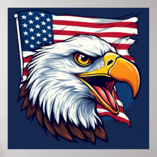 Weißkopfseeadler Amerikanische Flagge – Patriotisc Poster