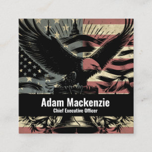 Weißkopfseeadler Amerikanische Flagge Patriotische Quadratische Visitenkarte