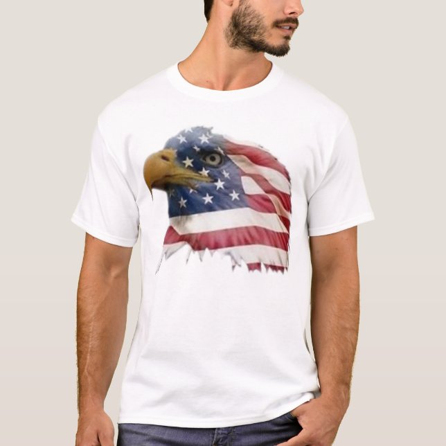 Weißkopfseeadler-amerikanische Flagge T-Shirt (Vorderseite)