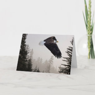 Weißkopfseeadler durch Nebel fliegend Karte