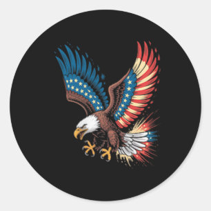 Weißkopfseeadler Flügel Amerikanische Flagge 4. Ju Runder Aufkleber