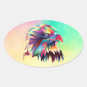 Weißkopfseeadler Geometrisches Prismatisches Desig Ovaler Aufkleber