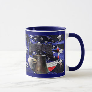 Weißkopfseeadler, Glocke und Flagge Tasse