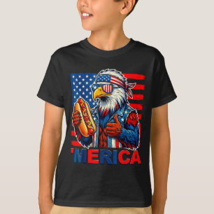 Weißkopfseeadler Hotdog amerikanische Flagge lusti T-Shirt