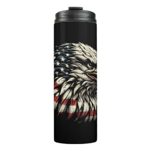 Weißkopfseeadler Kopf Amerikanische Flagge USA Pat Thermosbecher