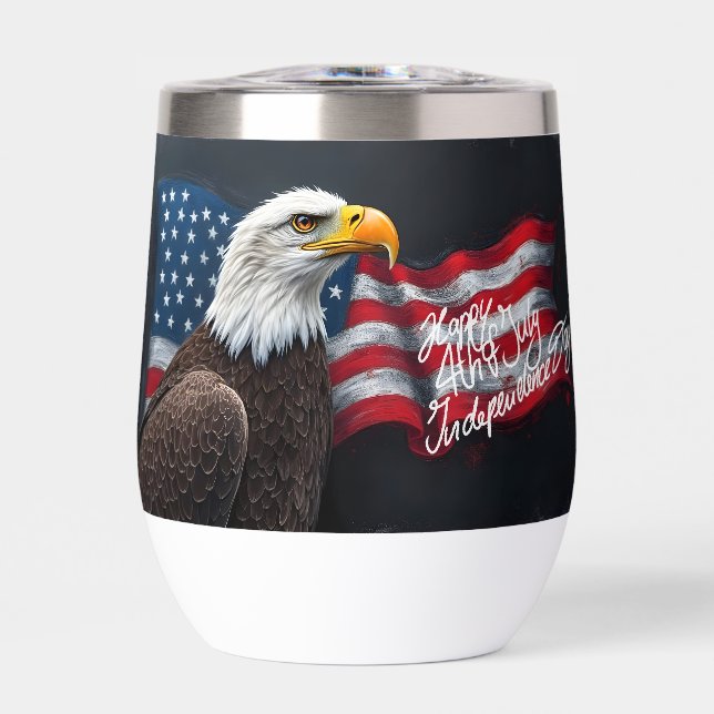 Weißkopfseeadler mit amerikanischer Flagge 4. Juli (Vorderseite)