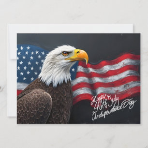 Weißkopfseeadler mit amerikanischer Flagge 4. Juli