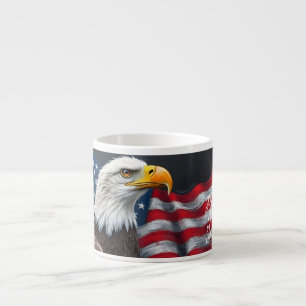 Weißkopfseeadler mit amerikanischer Flagge 4. Juli Espressotasse