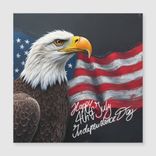 Weißkopfseeadler mit amerikanischer Flagge 4. Juli Magnetkarte